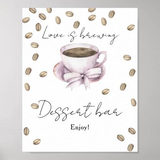 Liefde is in de lucht Bruidsfeest Dessertbar Poster (Voorkant)
