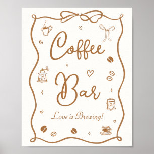 Liefde is in de Lucht Bruidsfeest Koffiebar Poster
