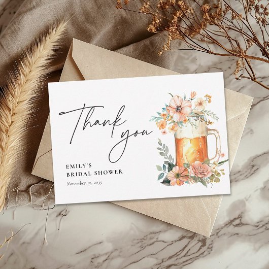 Liefde is in de lucht Bruidsfeest met bloemen Bedankkaart