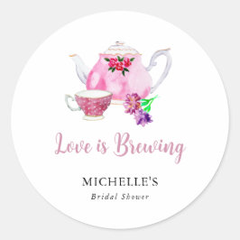 Liefde is in de lucht Bruidsfeest Theepartij  Ronde Sticker