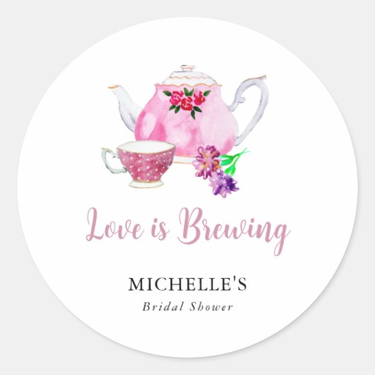 Liefde is in de lucht Bruidsfeest Theepartij  Ronde Sticker (Voorkant)