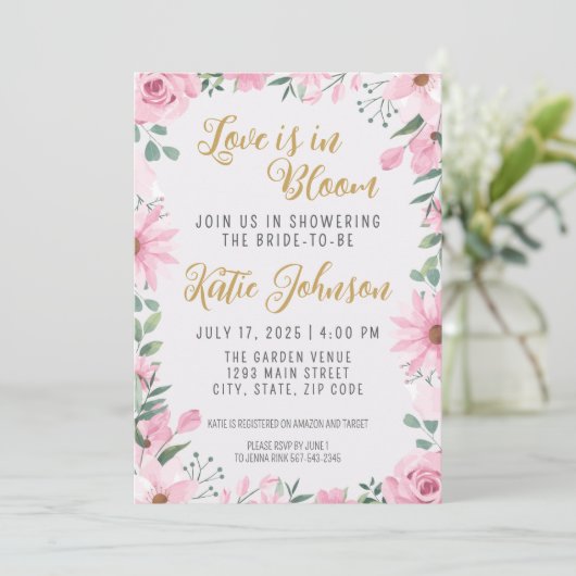 Liefde is in de lucht Bruidsfeest Uitnodiging (Staand voorkant)