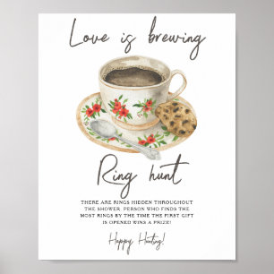 Liefde is in de lucht bruidsuitnodiging Ring zoek Poster