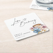 Liefde is in de lucht Bruiloft met bloemen Kartonnen Onderzetters (Schuin)