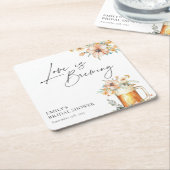 Liefde is in de Lucht Bruiloft met Bloemen Kartonnen Onderzetters (Schuin)