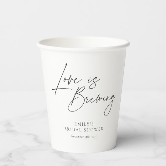 Liefde is in de lucht Bruiloft met bloemen Papieren Bekers (Achterkant)