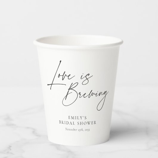 Liefde is in de lucht Bruiloft met bloemen Papieren Bekers (Voorkant)