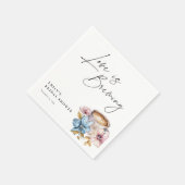 Liefde is in de lucht Bruiloftsborrel met bloemen Servet (Hoek)