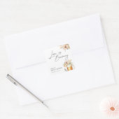 Liefde is in de lucht Bruiloftsfeest met bloemen Vierkante Sticker (Envelop)