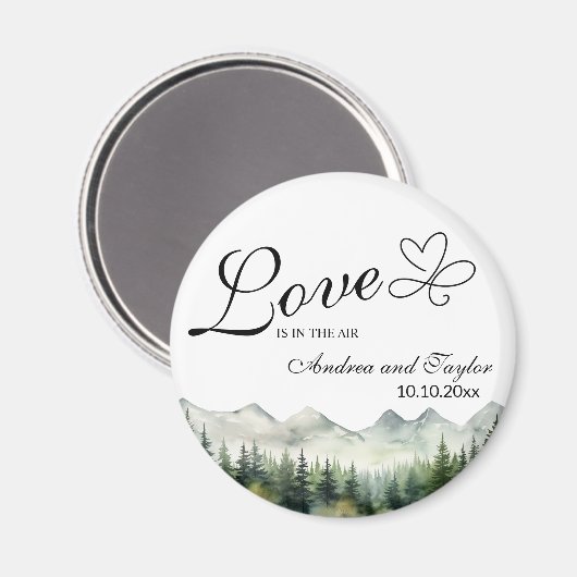 Liefde is in de lucht Elegante bruiloft gunst Magneet (Voorkant / Achterkant)