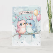 Liefde is in de lucht en Liefde Vogel Valentijnsda Kaart (Voorkant)
