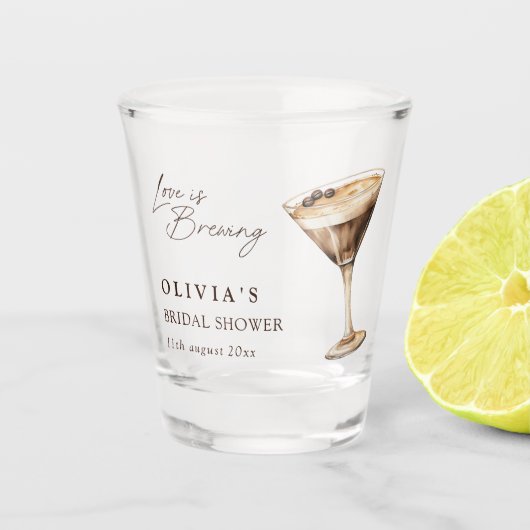 Liefde is in de lucht Espresso Martini Bruidsborre Shot Glas (Voorkant)