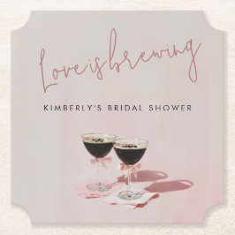 Liefde is in de lucht Espresso Martini Bruidsfeest Kartonnen Onderzetters