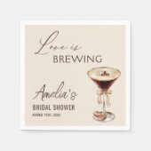 Liefde is in de lucht Espresso Martini Bruidsfeest Servet (Voorkant)