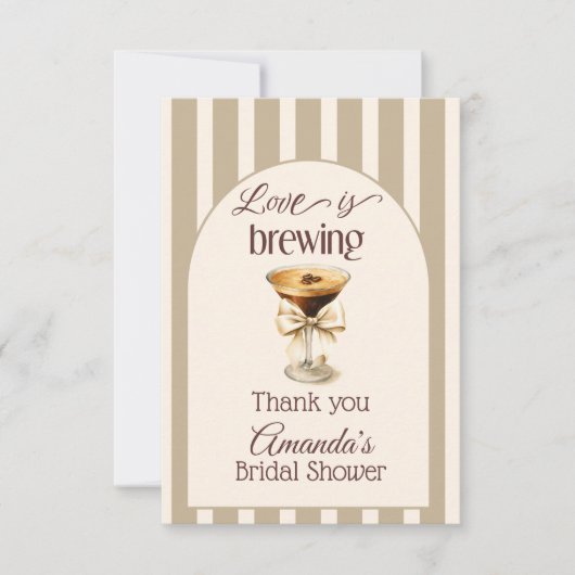 Liefde is in de lucht Espresso Martini Kom Bruids- Bedankkaart (Voorkant)