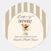 Liefde is in de lucht Espresso Martini Kom Bruidsb Ronde Sticker (Voorkant)