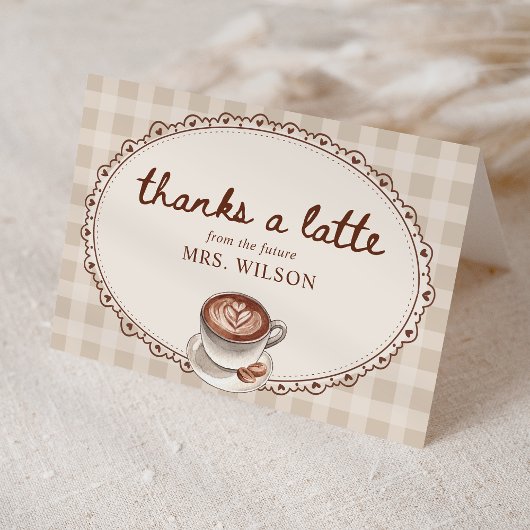 Liefde is in de lucht Gingham Coffee Bruidsdiner Bedankkaart