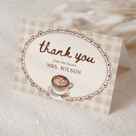 Liefde is in de lucht Gingham Coffee Bruidsdiner Bedankkaart