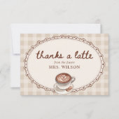 Liefde is in de lucht Gingham Coffee Bruidsdiner Bedankkaart (Voorkant)