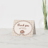 Liefde is in de lucht Gingham Coffee Bruidsdiner Bedankkaart (Voorkant)