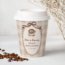 Liefde is in de lucht Gingham Coffee Bruidsdiner Papieren Bekers