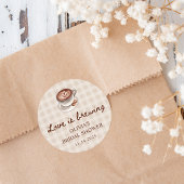 Liefde is in de lucht Gingham koffie Bruids Bruilo Ronde Sticker