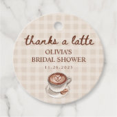 Liefde is in de lucht Gingham koffie bruids douche Bedankjes Labels (Voorkant)