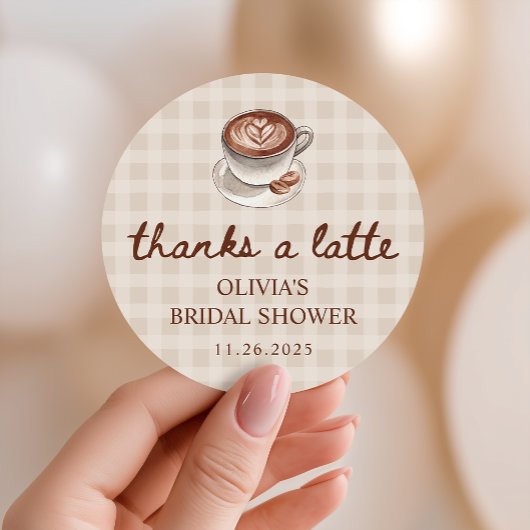 Liefde is in de lucht Gingham koffie Bruids-shower Ronde Sticker