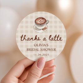 Liefde is in de lucht Gingham koffie bruidsdouche Ronde Sticker