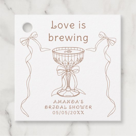 Liefde is in de lucht Handgetekende Bruidsdouche  Bedankjes Labels (Voorkant)