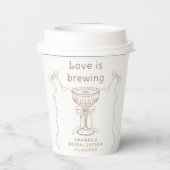 Liefde is in de lucht Handgetekende Bruidsdouche  Papieren Bekers (Achterkant)