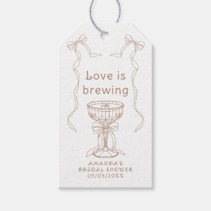 Liefde is in de lucht Handgetekende Bruiloftsdouch Cadeaulabel