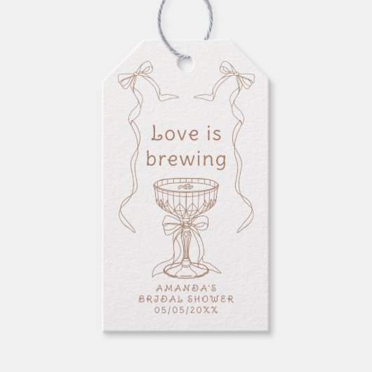 Liefde is in de lucht Handgetekende Bruiloftsdouch Cadeaulabel (Voorkant)