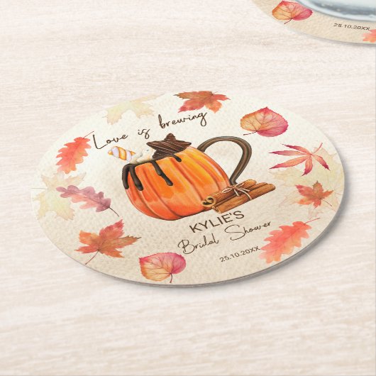 Liefde is in de lucht herfst bruidsfeest cadeaus o ronde kartonnen onderzetter (Gebogen)