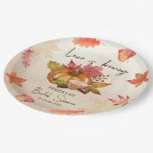 Liefde is in de lucht herfst bruiloft papieren bordje (Gekanteld)
