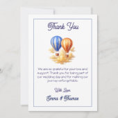 Liefde is in de lucht hete luchtballon reizen brui bedankkaart (Voorkant)