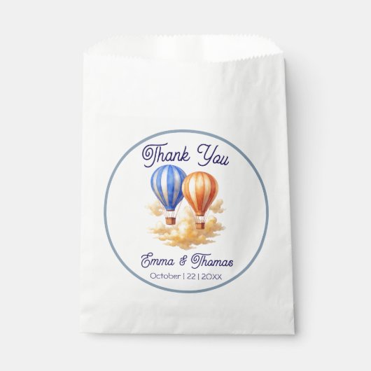 Liefde is in de lucht hete luchtballon reizen brui bedankzakje (Voorkant)