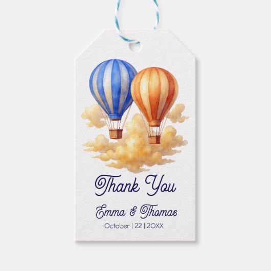 Liefde is in de lucht hete luchtballon reizen brui cadeaulabel (Voorkant)
