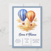 Liefde is in de lucht hete luchtballon reizen brui kaart (Voorkant)