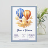 Liefde is in de lucht hete luchtballon reizen brui kaart (Staand voorkant)