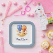 Liefde is in de lucht hete luchtballon reizen brui papieren bordje (Feest)