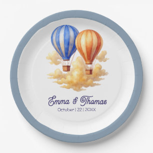 Liefde is in de lucht hete luchtballon reizen brui papieren bordje