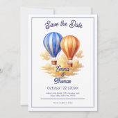 Liefde is in de lucht hete luchtballon reizen brui save the date (Voorkant)