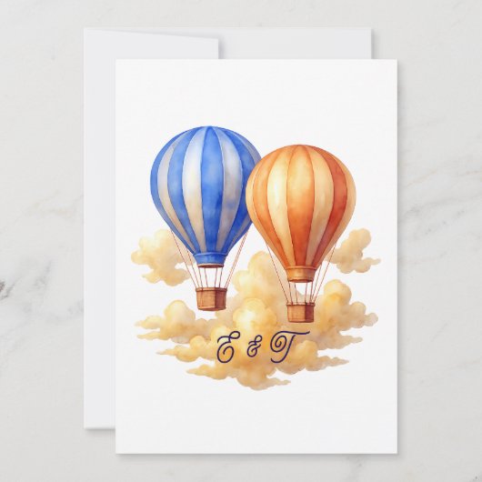 Liefde is in de lucht hete luchtballon reizen brui save the date (Achterkant)