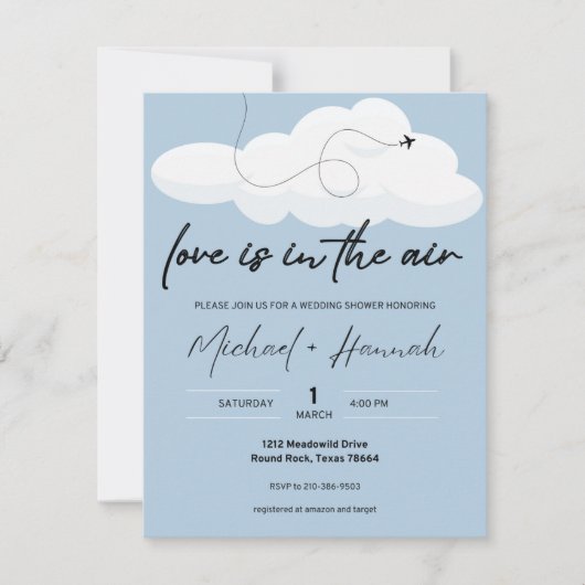 Liefde is in de lucht huwelijksdouche uitnodiging (Voorkant)
