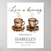 Liefde is in de lucht Koffie Bruiloft Feest Welkom Poster (Voorkant)