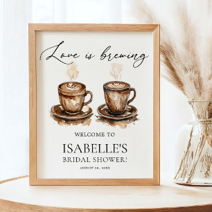 Liefde is in de lucht Koffie Bruiloft Feest Welkom Poster