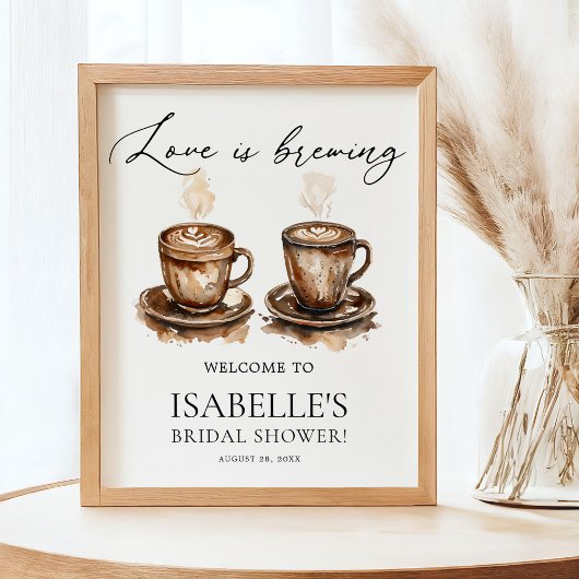Liefde is in de lucht Koffie Bruiloft Feest Welkom Poster