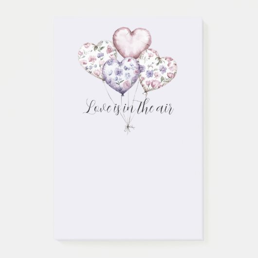 Liefde is in de lucht Lavendel Paarse Hart Ballonn Post-it® Notes (Voorkant)