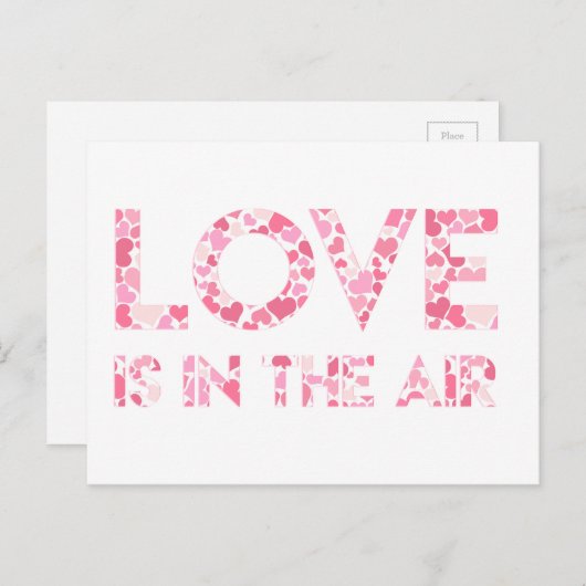LIEFDE IS IN DE LUCHT - Pink Hearts Pattern Briefk Briefkaart (Voorkant / Achterkant)